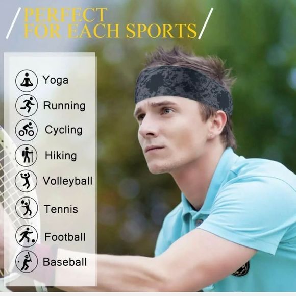 Camo Headband Stretch Sports Yoga Gym Hair Band Wrap Sweatband for Women Men US - Picture 6 of 6